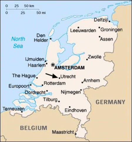 Netherlands map: Utrecht localisation